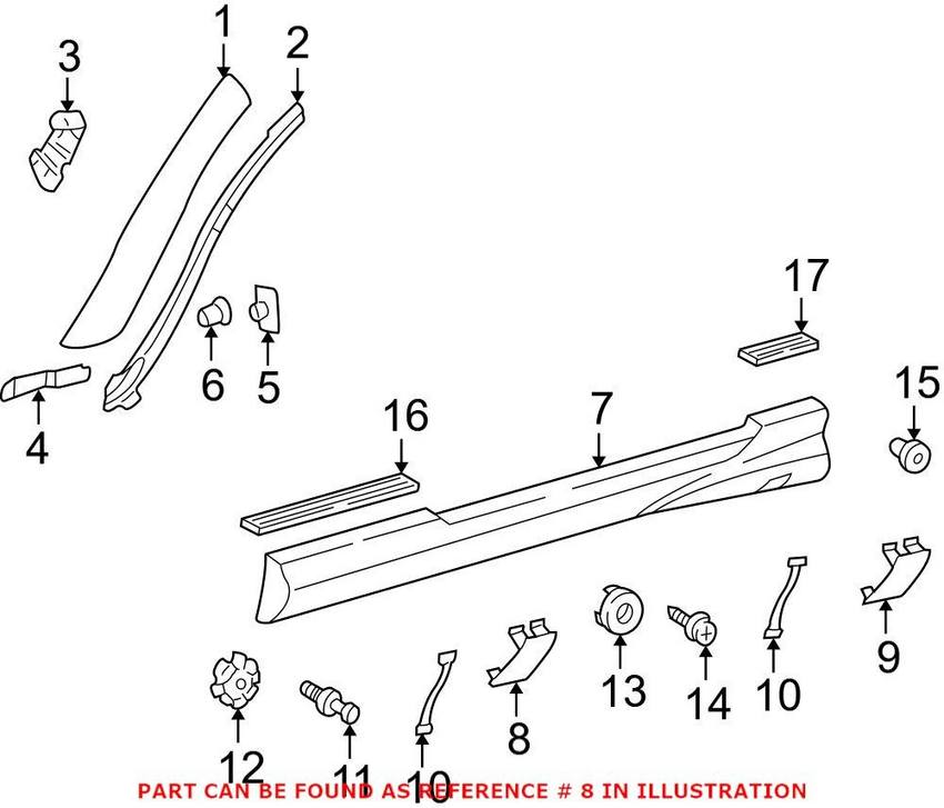 Mercedes Jack Pad Cover - Front Passenger Side (Un-painted) WA1706980230